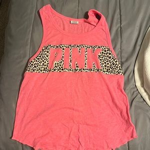 Pink Tank top with leopard design.